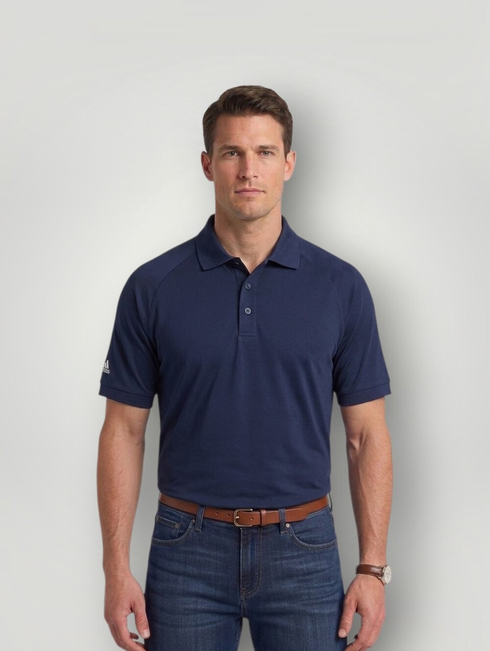 Adidas Golf Climalite Navy Polo 3 Stripe Mens Large Performance Shirt Preppy